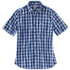 Carhartt Men's Federal Blue Essential Plaid Button Down Short Sleeve Shirt