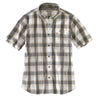 Carhartt Men's Gravel Essential Plaid Button Down Short Sleeve Shirt