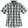 Carhartt Men's Olive Essential Plaid Button Down Short Sleeve Shirt