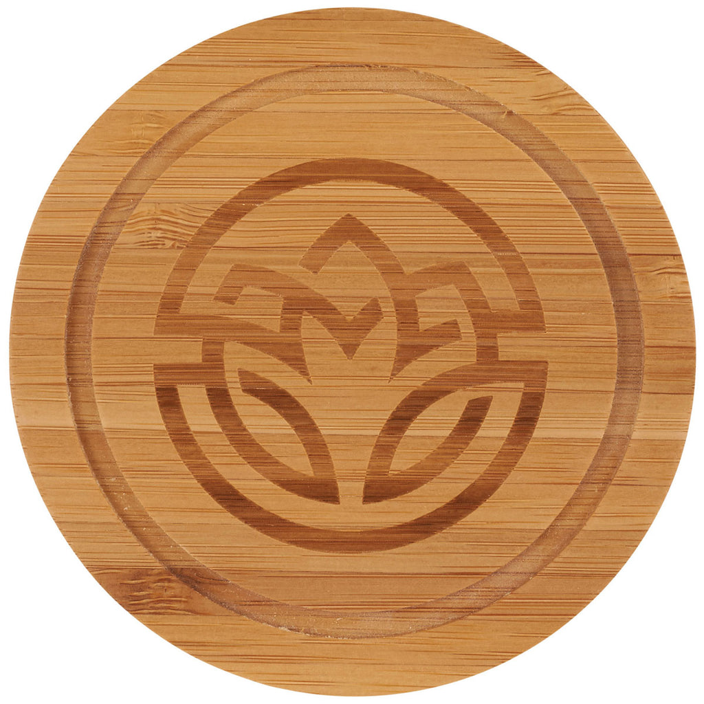 Leed's Natural Round Bamboo Coaster Set with Holder