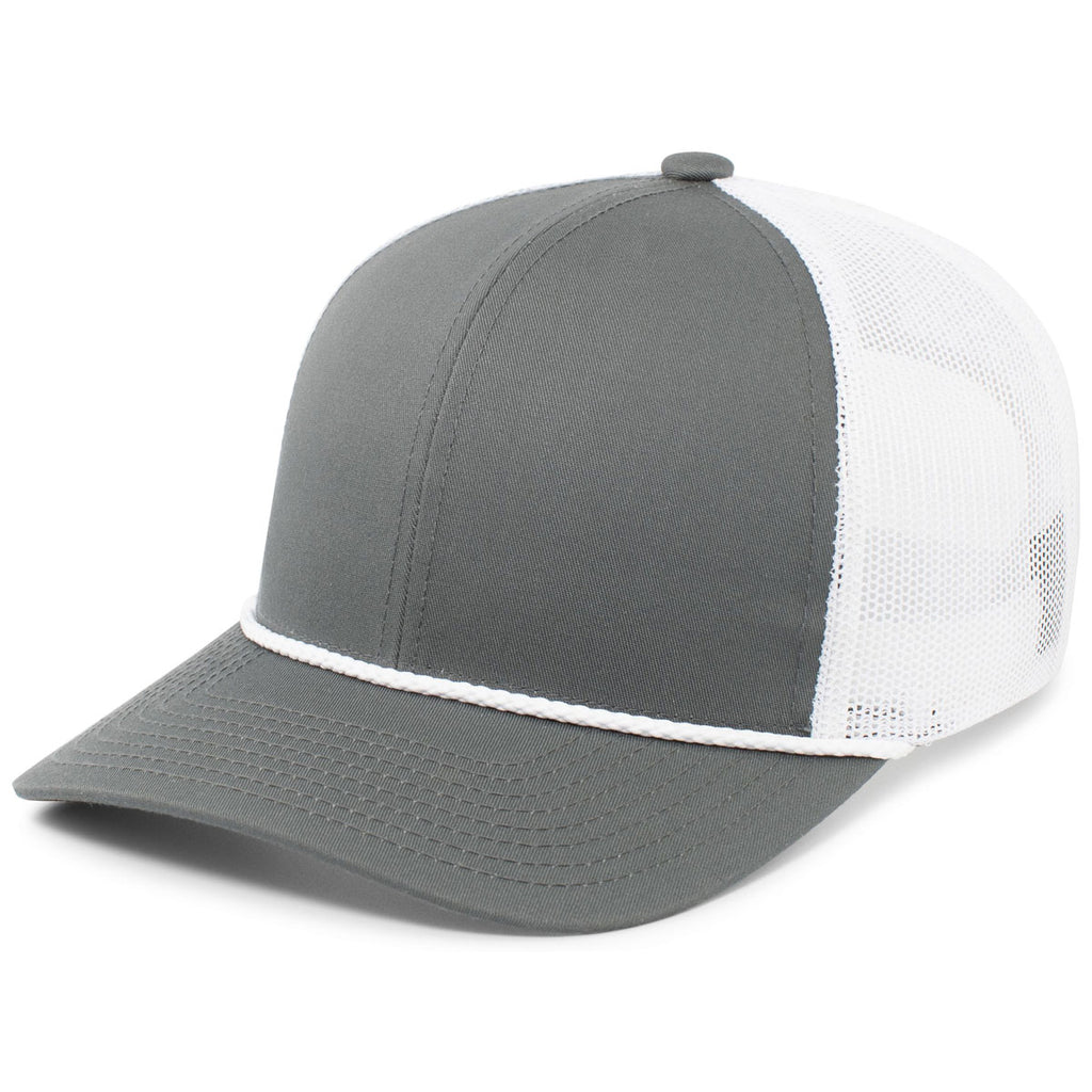 Pacific Headwear Graphite/White/Graphite Trucker Snapback Braid Cap