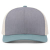 Pacific Headwear Heather Grey/Beige/Smoke Blue Snapback Trucker Mesh Cap