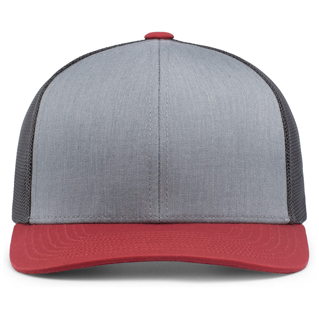 Pacific Headwear Heather Grey/Lt Charcoal/Varsity Snapback Trucker Mes