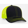 Pacific Headwear Black/Neon Yellow Snapback Trucker Mesh Cap