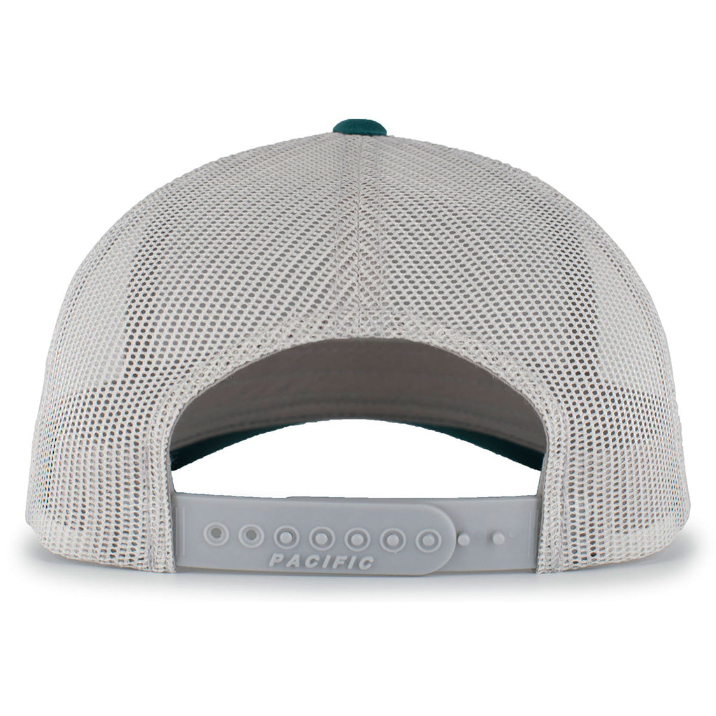 Pacific Headwear Deep Teal/Silver/Deep Teal Perforated 5-Panel Trucker Snap-Back Cap