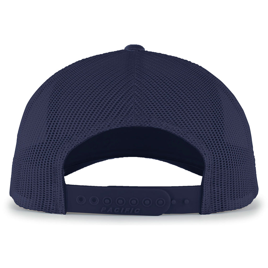 Pacific Headwear Navy/Teal Perforated 5-Panel Trucker Snap-Back Cap