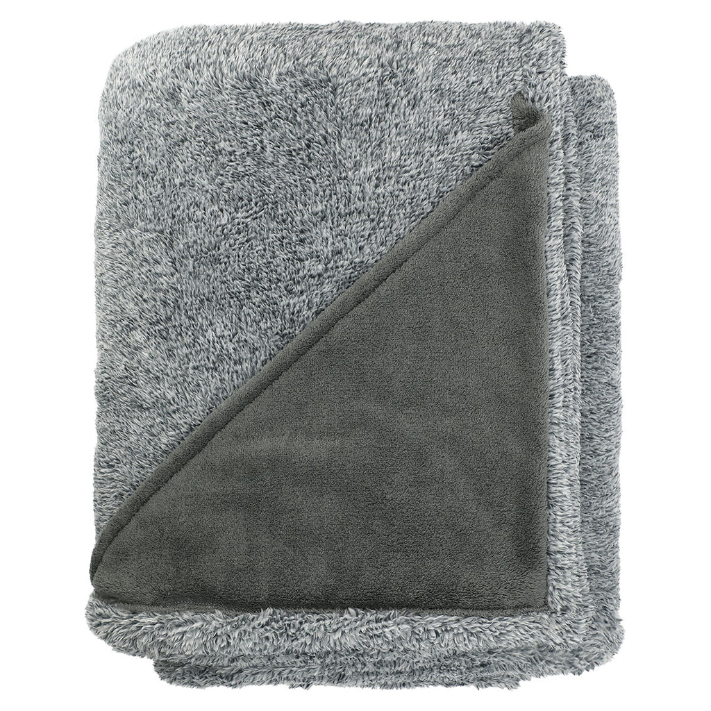 Leed's Charcoal Heathered Fuzzy Fleece Blanket