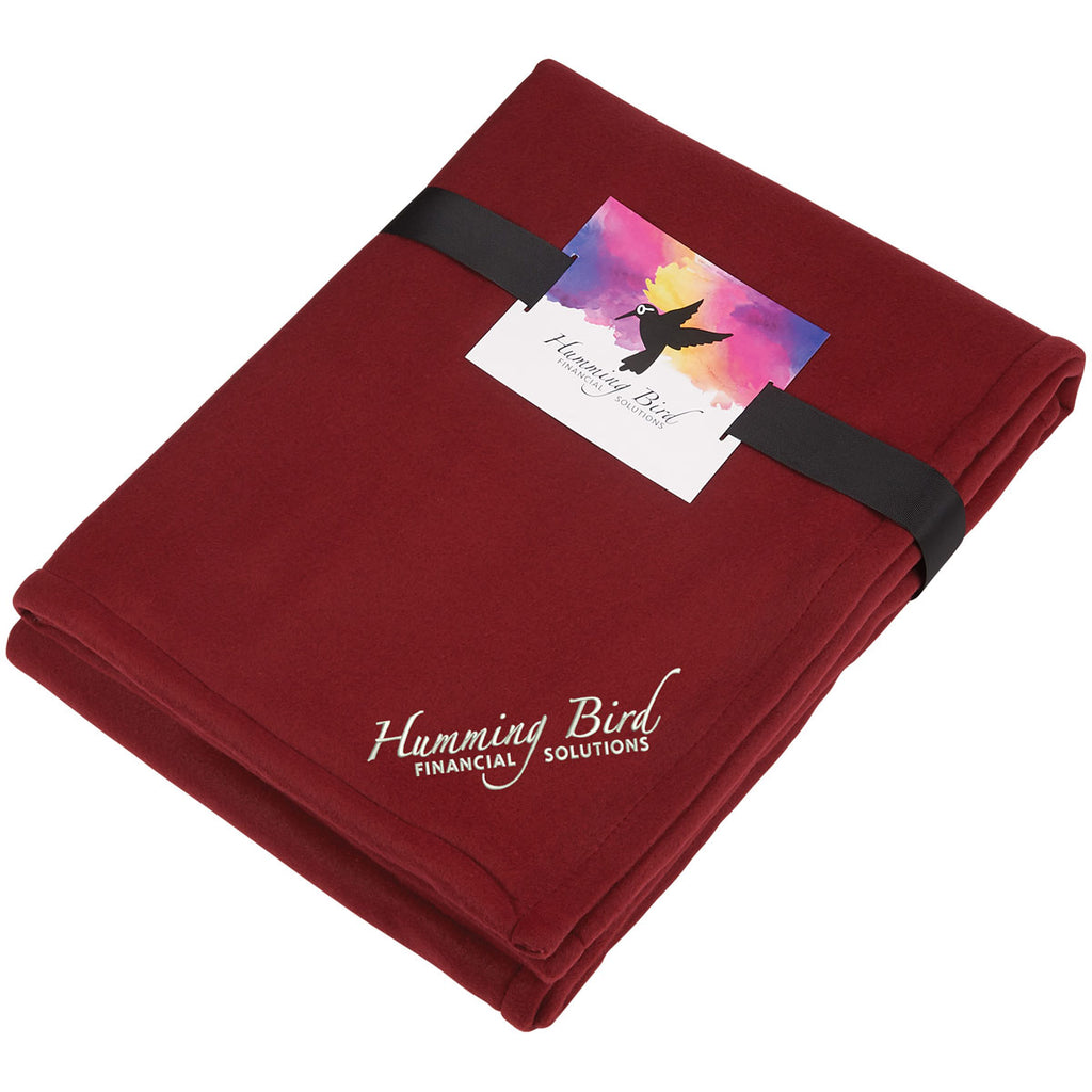 Field & Co. Burgundy Fleece-Sherpa Blanket with Card and Band