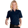 Vantage Women's Navy Blended Poplin Short Sleeve Shirt