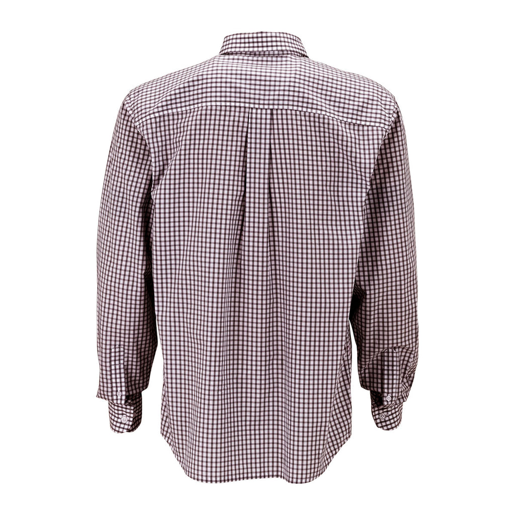 Vantage Men's Deep Maroon/White Easy-Care Gingham Check Shirt