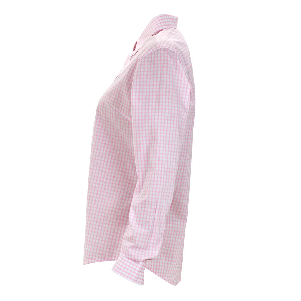 Vantage Women's Pink/White Easy-Care Gingham Check Shirt