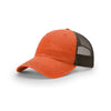 Richardson Mango/Brown Mesh Back Split Garment Washed Trucker Hat