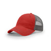 Richardson Red/Charcoal Mesh Back Split Garment Washed Trucker Hat