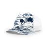 Richardson Navy/White Mesh Back Island Printed Trucker Hat