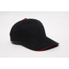 Pacific Headwear Black/Red Velcro Adjustable Brushed Twill Cap With Sandwich Visor