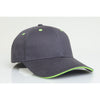 Pacific Headwear Graphite/Neon Yellow Velcro Adjustable Brushed Twill Cap With Sandwich Visor