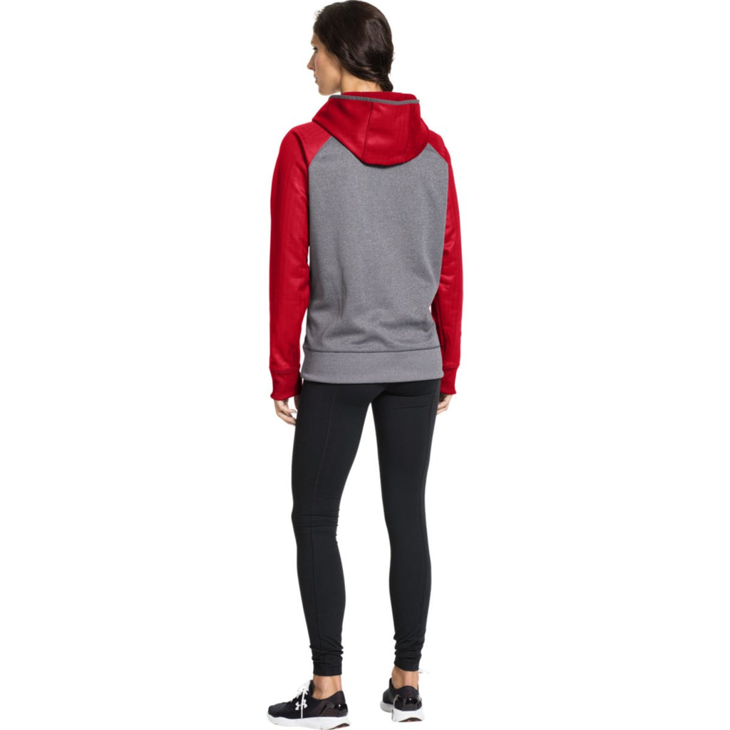 Under Armour Women's Carbon Heather/Red Storm AF Colorblock Hoodie
