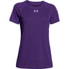 Under Armour Women's Purple UA Stripe Tech Locker Short Sleeve Tee