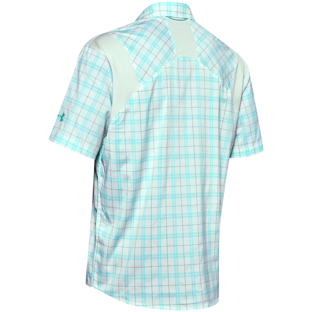 Under Armour Men's White/Radial Turquoise Tide Chaser 2.0 Plaid Short Sleeve Shirt