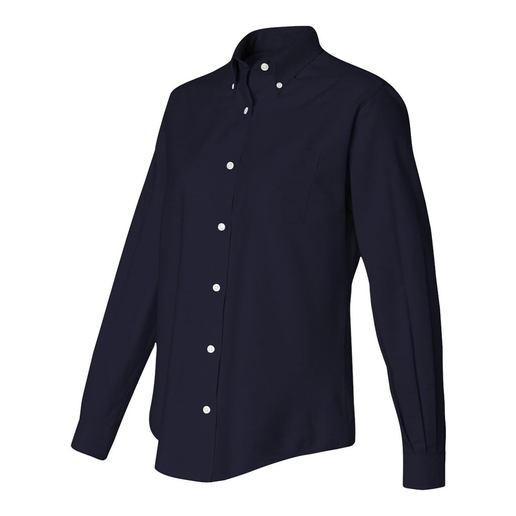 Van Heusen Women's Navy Long Sleeve Oxford Shirt-Alpha Sized