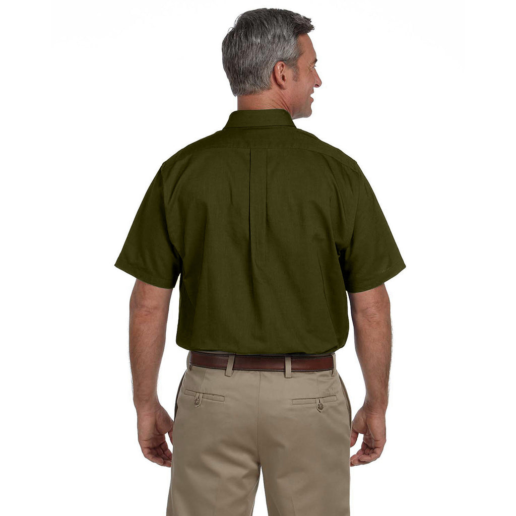 Van Heusen Men's Dark Green Short Sleeve Oxford Shirt-Alpha Sized