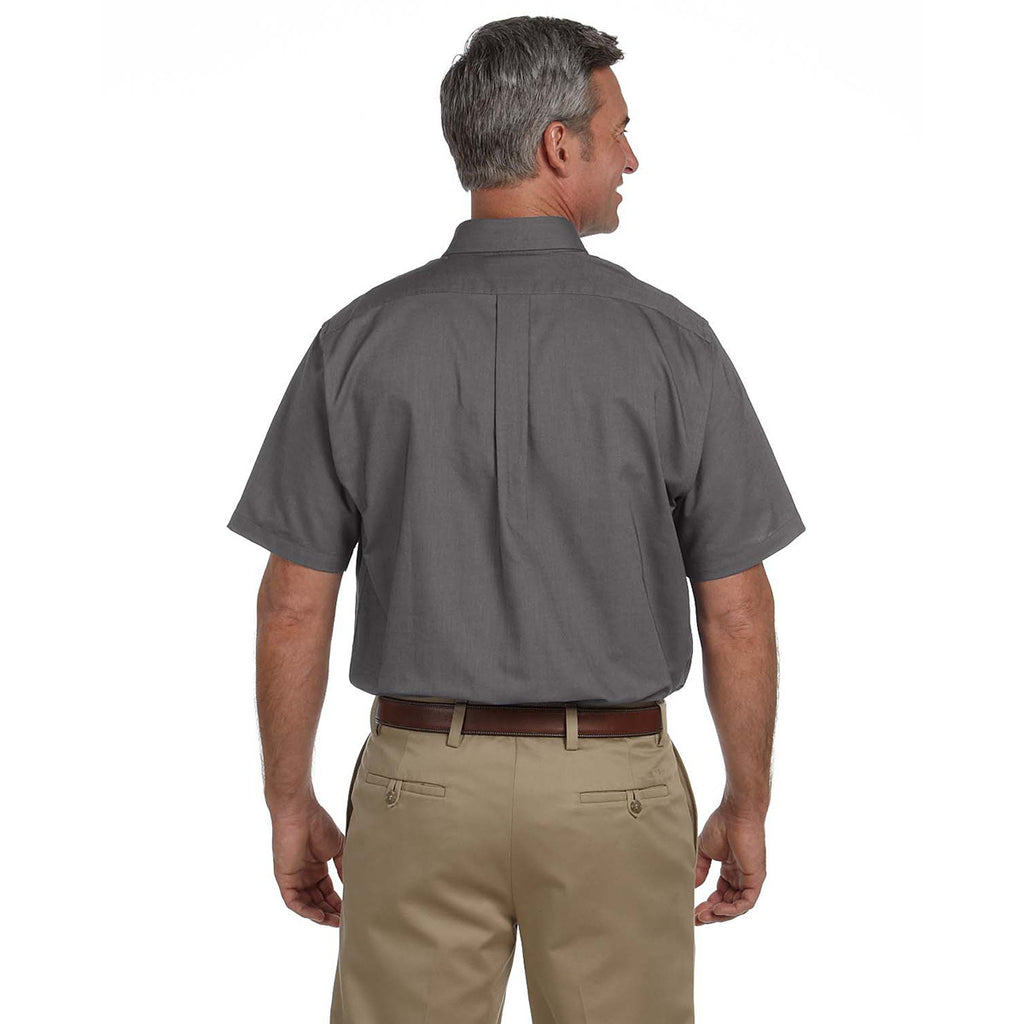 Van Heusen Men's Dark Grey Short Sleeve Oxford Shirt-Alpha Sized