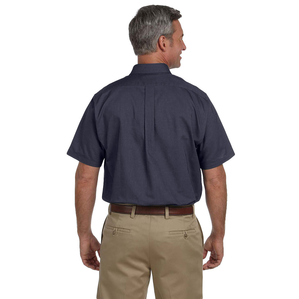 Van Heusen Men's Navy Short Sleeve Oxford Shirt-Alpha Sized