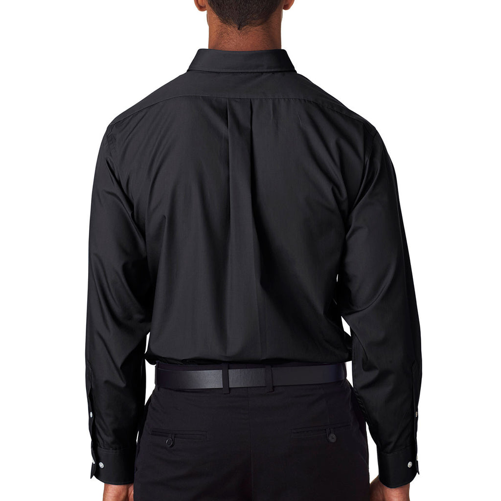 Van Heusen Men's Black Silky Poplin Dress Shirt