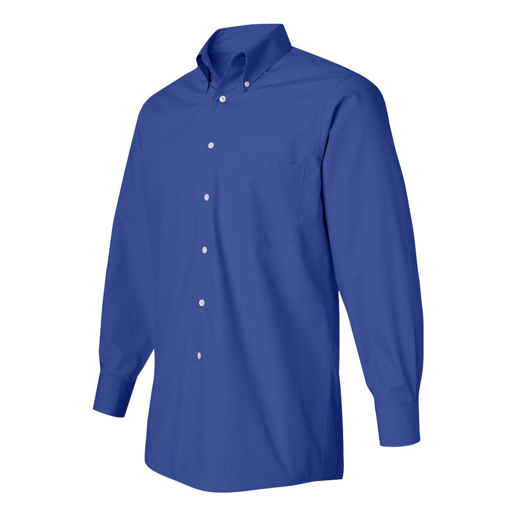 Van Heusen Men's Royal Blue Silky Poplin Dress Shirt