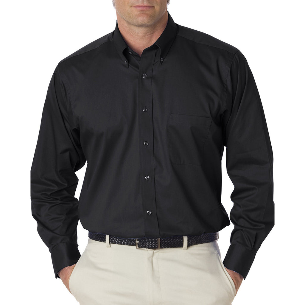 Van Heusen Men's Black Twill Long Sleeve Dress Shirt