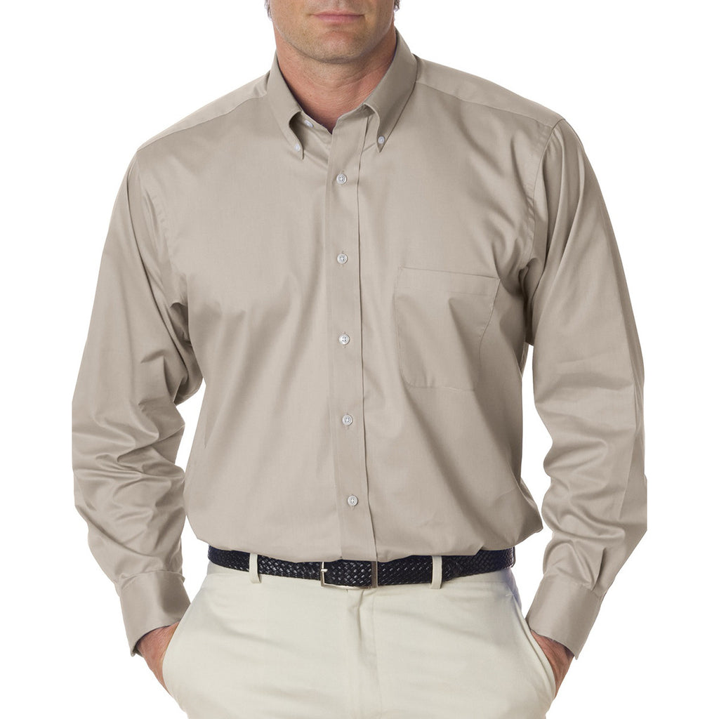 Van Heusen Men's Khaki Twill Long Sleeve Dress Shirt