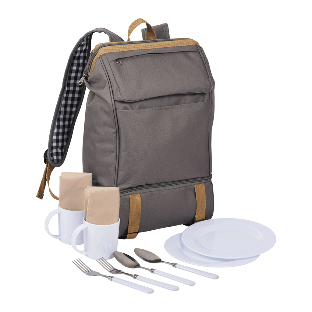 Custom Leed's Grey Cafe Picnic Backpack for Two Gift Picnic Basket