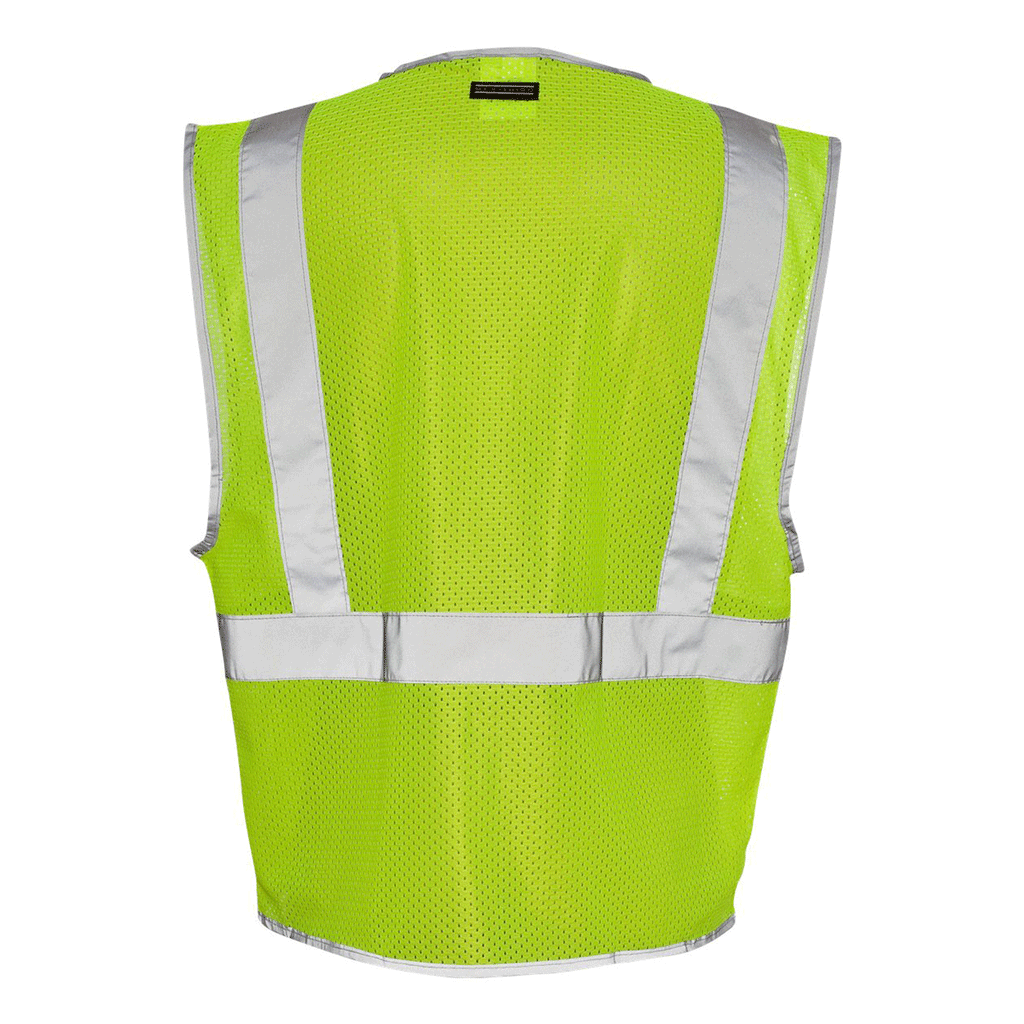 ML Kishigo Men's Lime Premium Brilliant Series Three-Pocket Zippered Mesh Vest