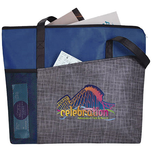 Good Value Charcoal/Royal Select Pattern Non-Woven Tote