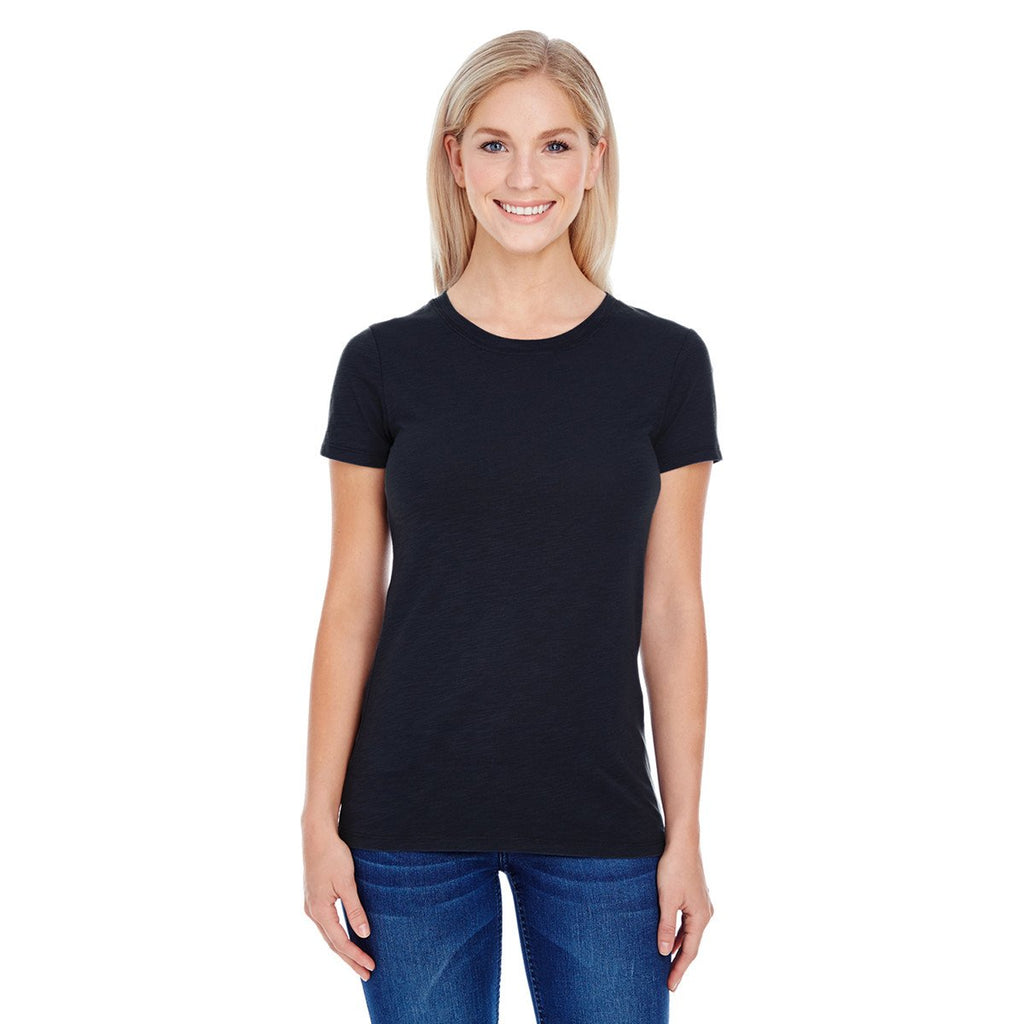 Threadfast Women's Black Slub Jersey Short-Sleeve T-Shirt