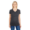 Threadfast Women's Black Triblend Short-Sleeve V-Neck T-Shirt