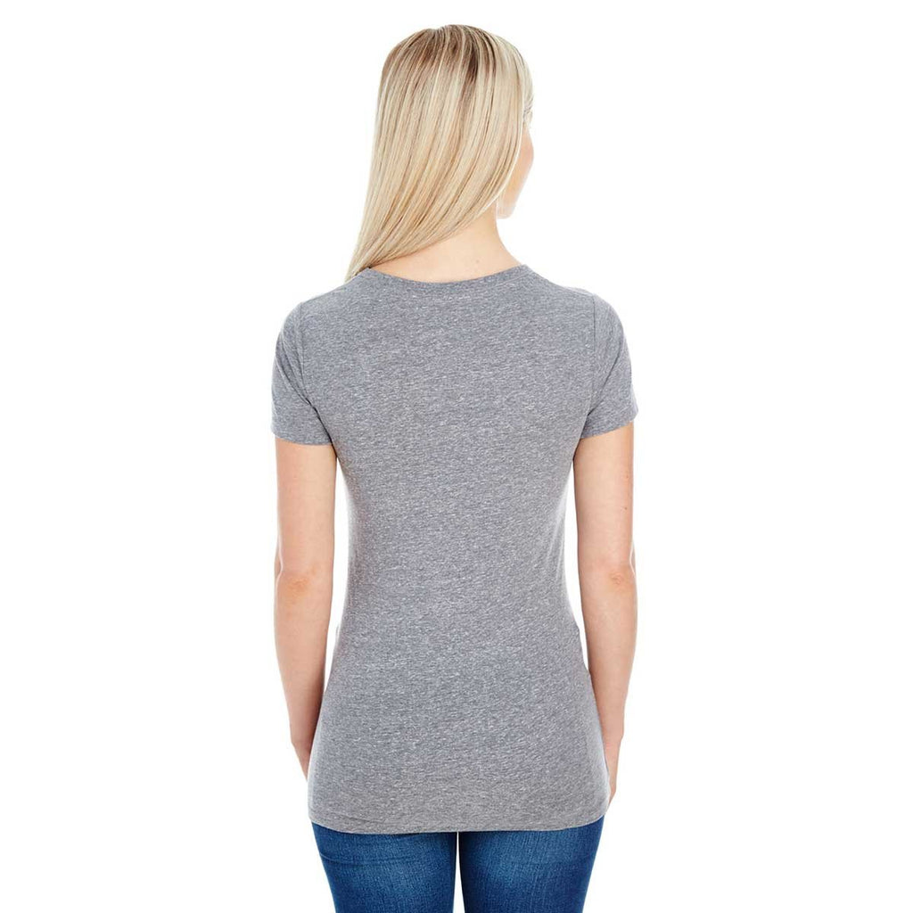 Threadfast Women's Grey Triblend Short-Sleeve V-Neck T-Shirt