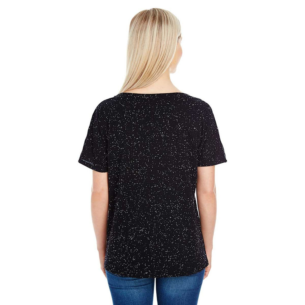 Threadfast Women's Black Fleck Triblend Short-Sleeve V-Neck T-Shirt