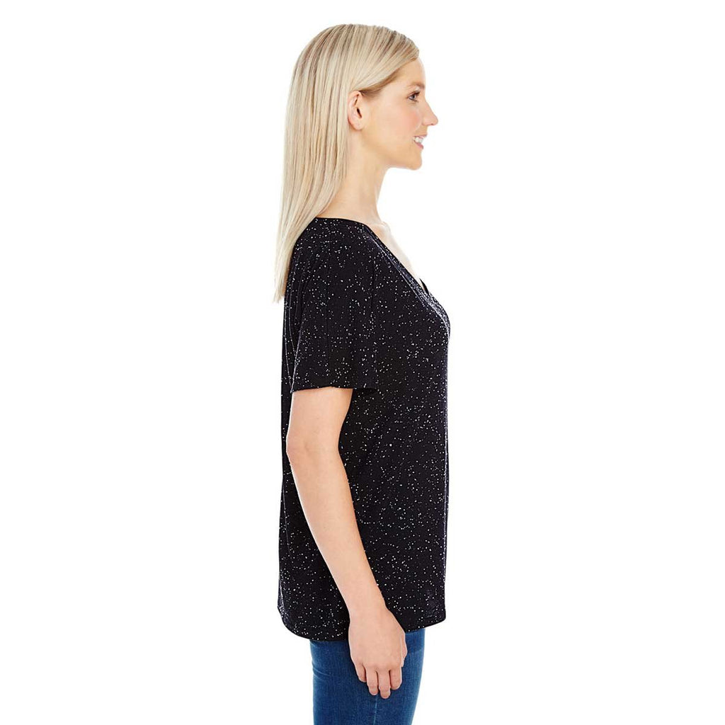 Threadfast Women's Black Fleck Triblend Short-Sleeve V-Neck T-Shirt