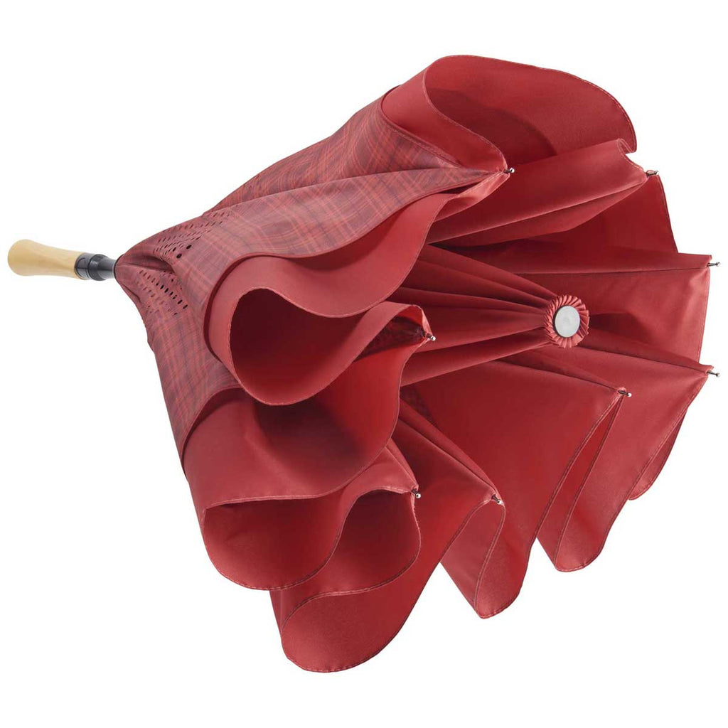 Stromberg Burgundy 48" Recycled PET Auto Open Plaid Inversion Umbrella