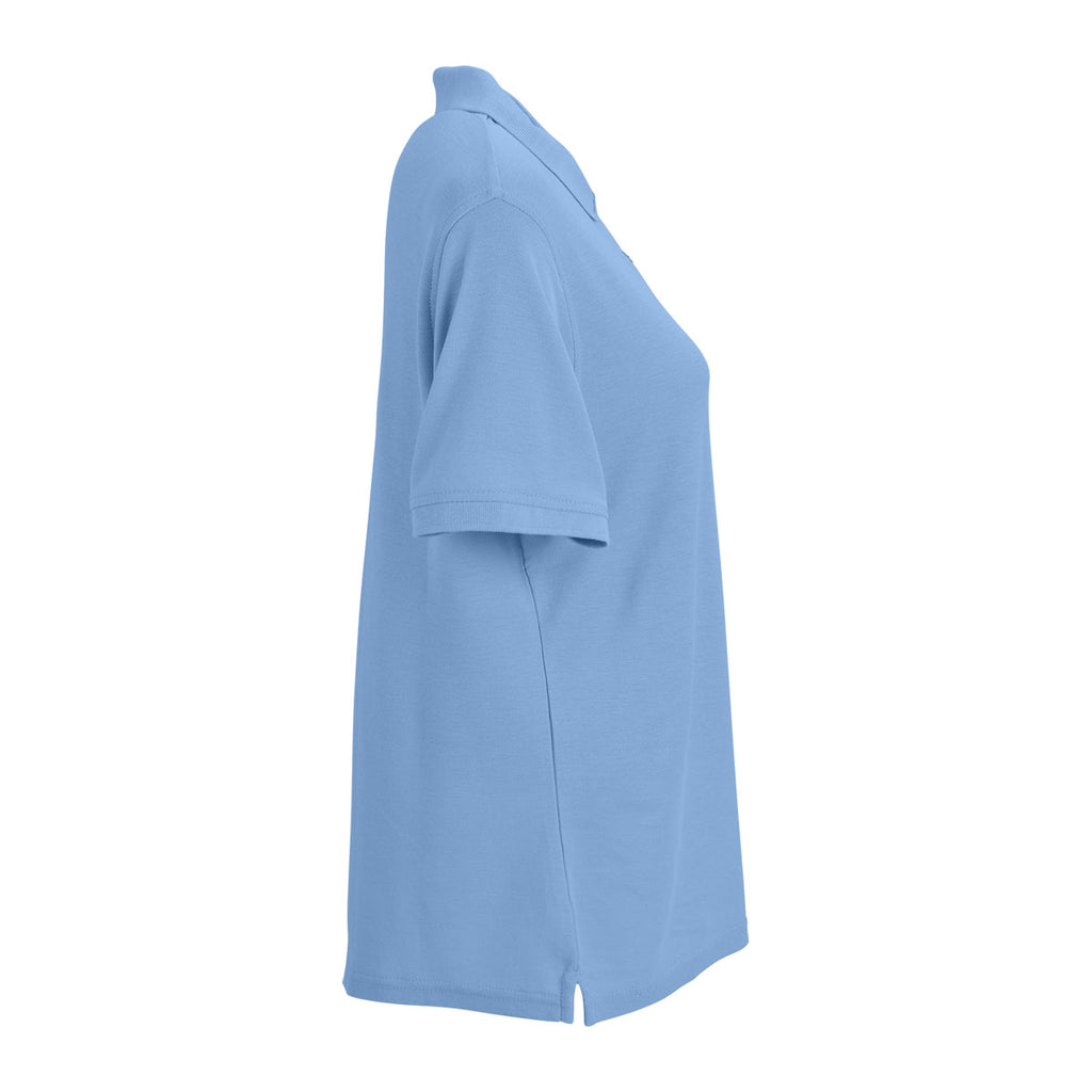 Vantage Women's Carolina Blue Soft-Blend Double-Tuck Pique Polo