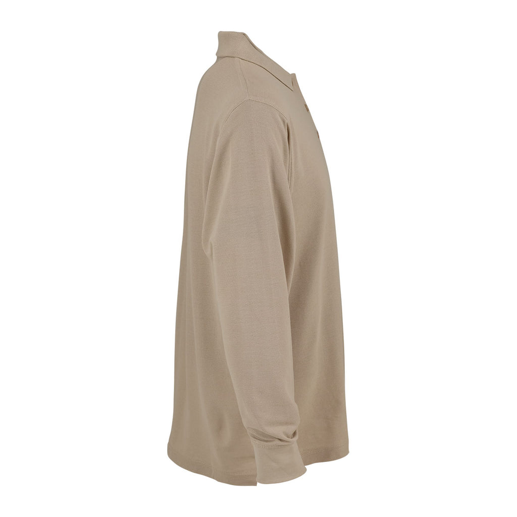 Vantage Men's Stone Long Sleeve Soft-Blend Double-Tuck Pique Polo