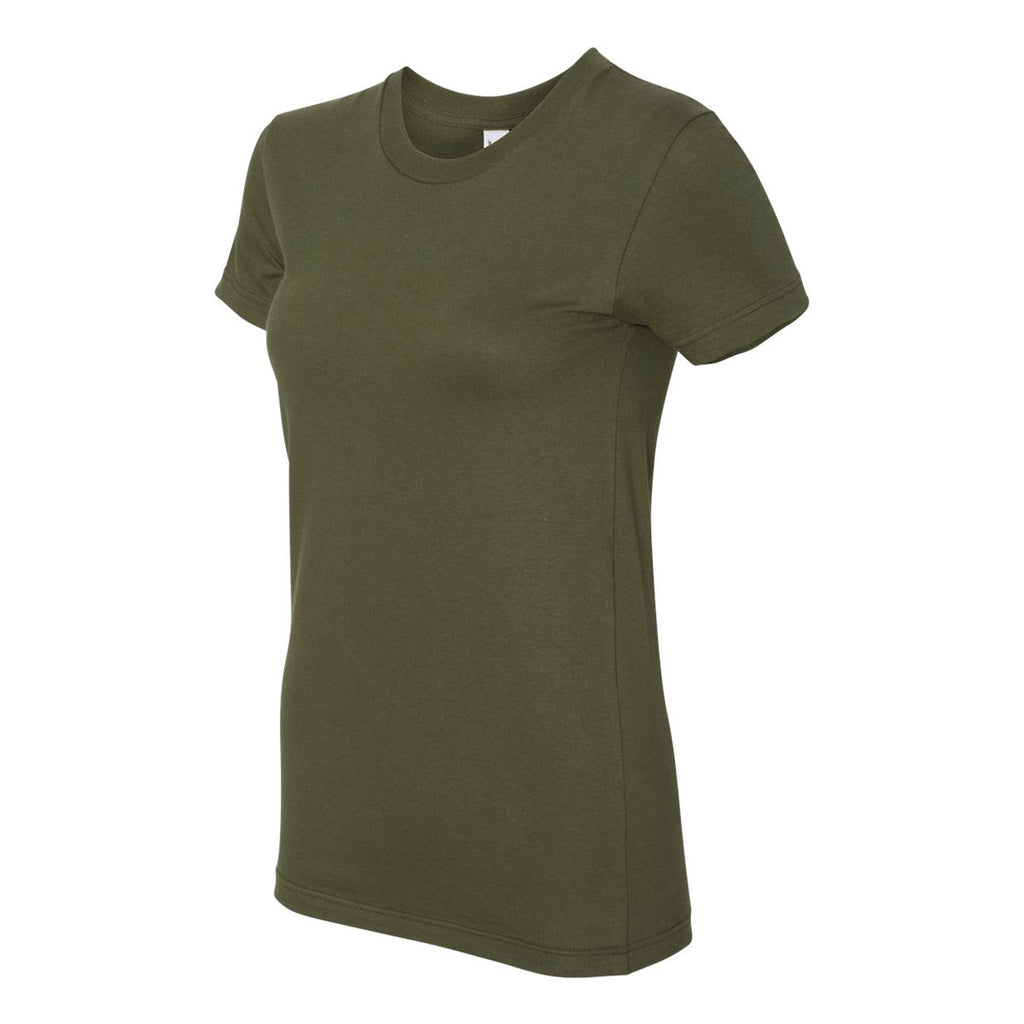American Apparel Women's Olive Fine Jersey Short Sleeve T-Shirt