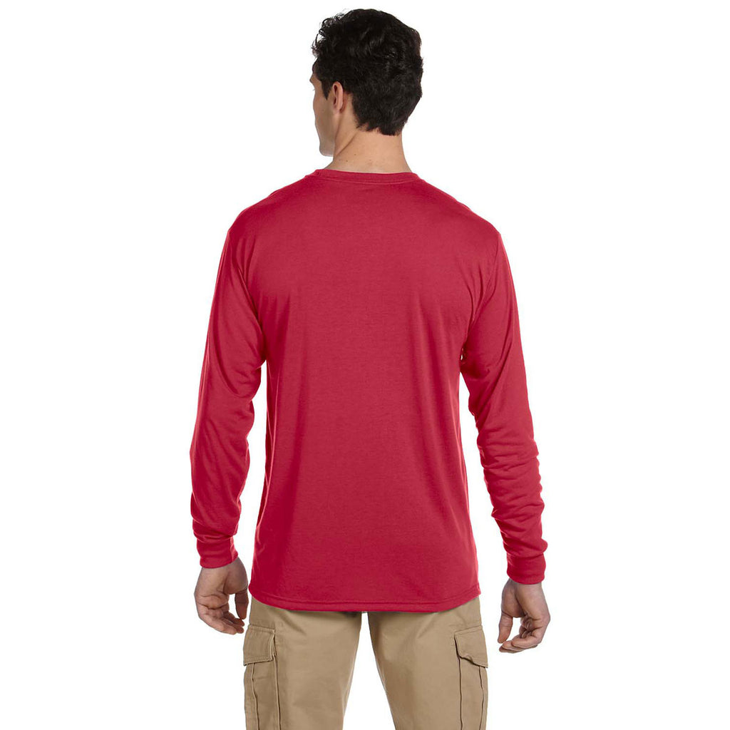 Jerzees Men's True Red 5.3 Oz Dri-Power Sport Long-Sleeve T-Shirt