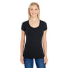 Threadfast Women's Active Black Spandex Short-Sleeve Scoop Neck T-Shirt