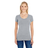 Threadfast Women's Active Heather Grey Spandex Short-Sleeve Scoop Neck T-Shirt