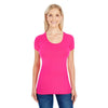 Threadfast Women's Active Pink Spandex Short-Sleeve Scoop Neck T-Shirt