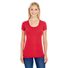 Threadfast Women's Active Red Spandex Short-Sleeve Scoop Neck T-Shirt