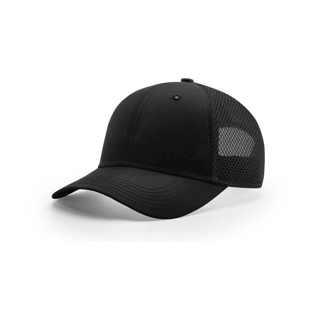 Richardson Black Mesh Back Solid RActive Lite/AirMesh Trucker Hat