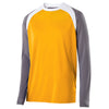 Holloway Men's Light Gold/Graphite/White Long Sleeve Shield Shirt